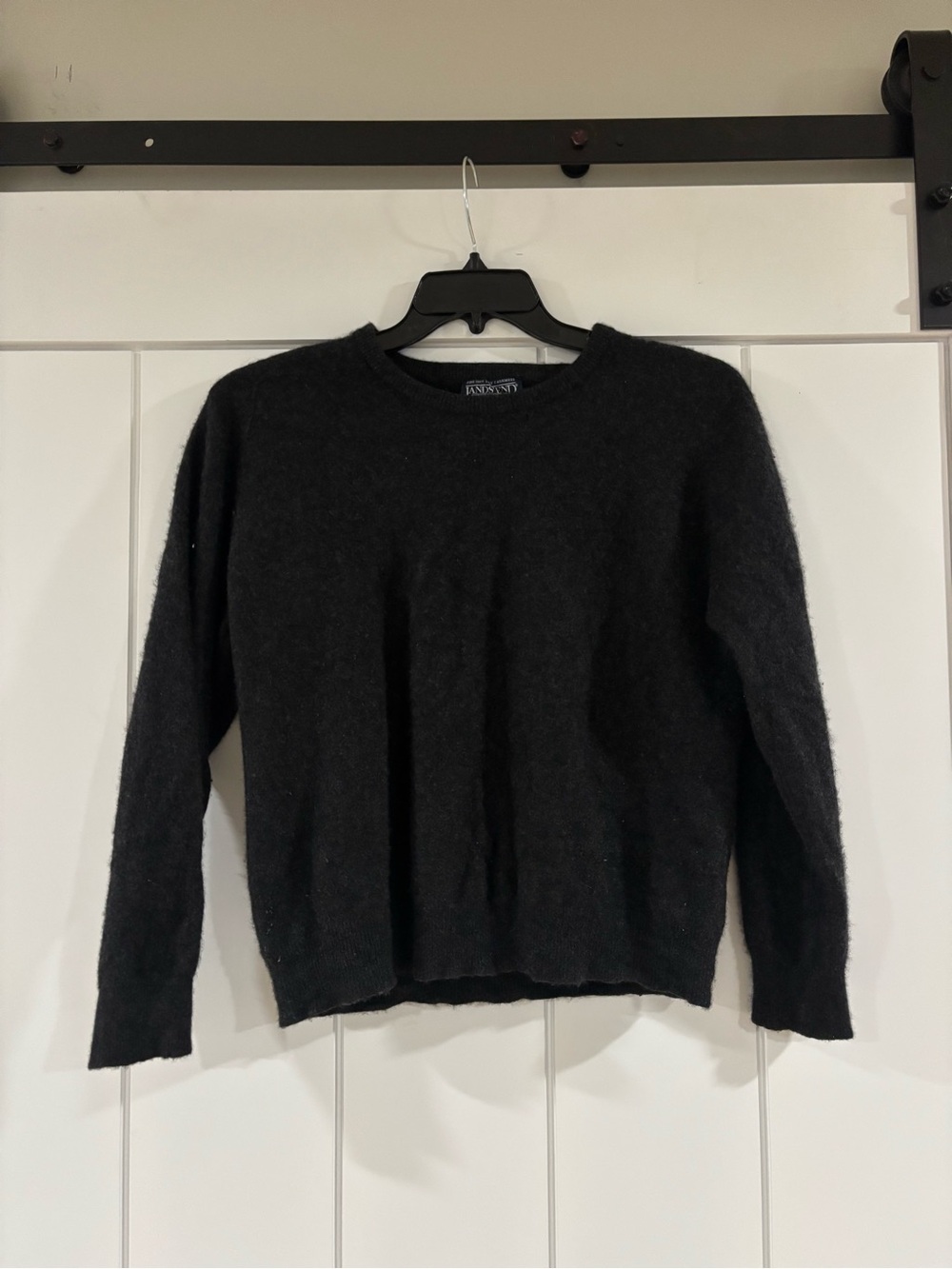 Vintage Land’s End Shrunken Cashmere Pullover Sweater in Dark Grey Size M